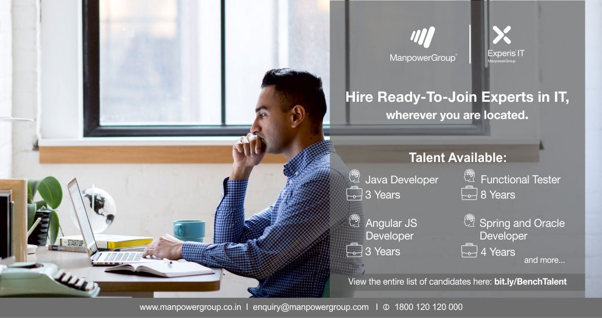 ManpowerGroupIn's tweet image. Our IT Experts are available to join your team, wherever you are located in India. Explore our entire list of talent here and see which best suits your team: bit.ly/BenchTalent

#javajobs #softwarejobs #itcareers