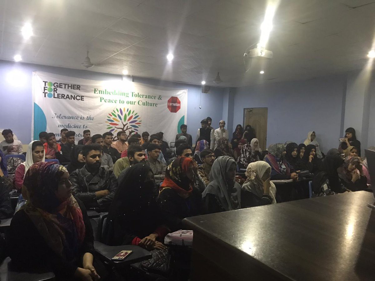 TFTolerance's tweet image. TFT Team from the UOG recently conducted a powerful awareness session themed on Peace and Tolerance in Arid University, Gujrat Campus. The message of tolerance and peace is well received by the students.

#HumaraAzm
#Srengthening_Student_Bodies
#TogetherForTolerance
#TeamGujrat