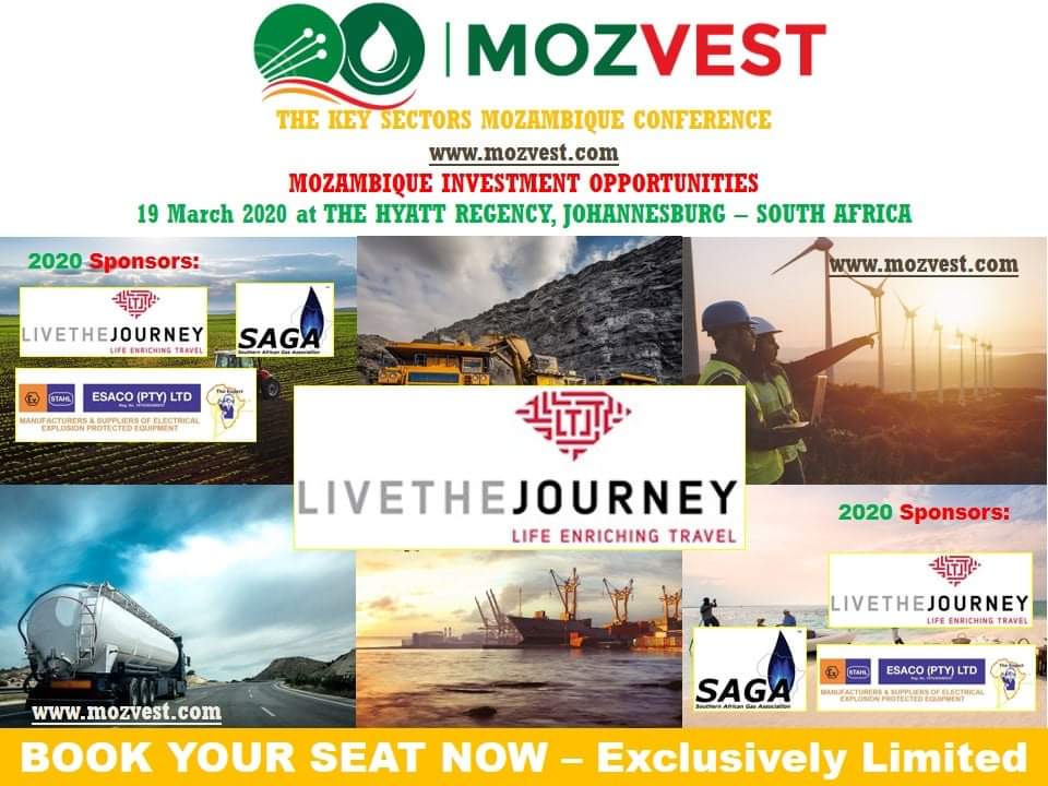 Mozvest's tweet photo. We welcome our BRONZE SPONSOR - “LIVE THE JOURNEY" - for the 3rd edition of the MOZVEST Key Sectors - Mozambique Conference taking place at The Hyatt Regency, Johannesburg - South Africa on the 19th of March 2020. 
Book your Pass NOW. #MOZVESTKeySectors #MOZVEST https://t.co/EAbP1yOj96