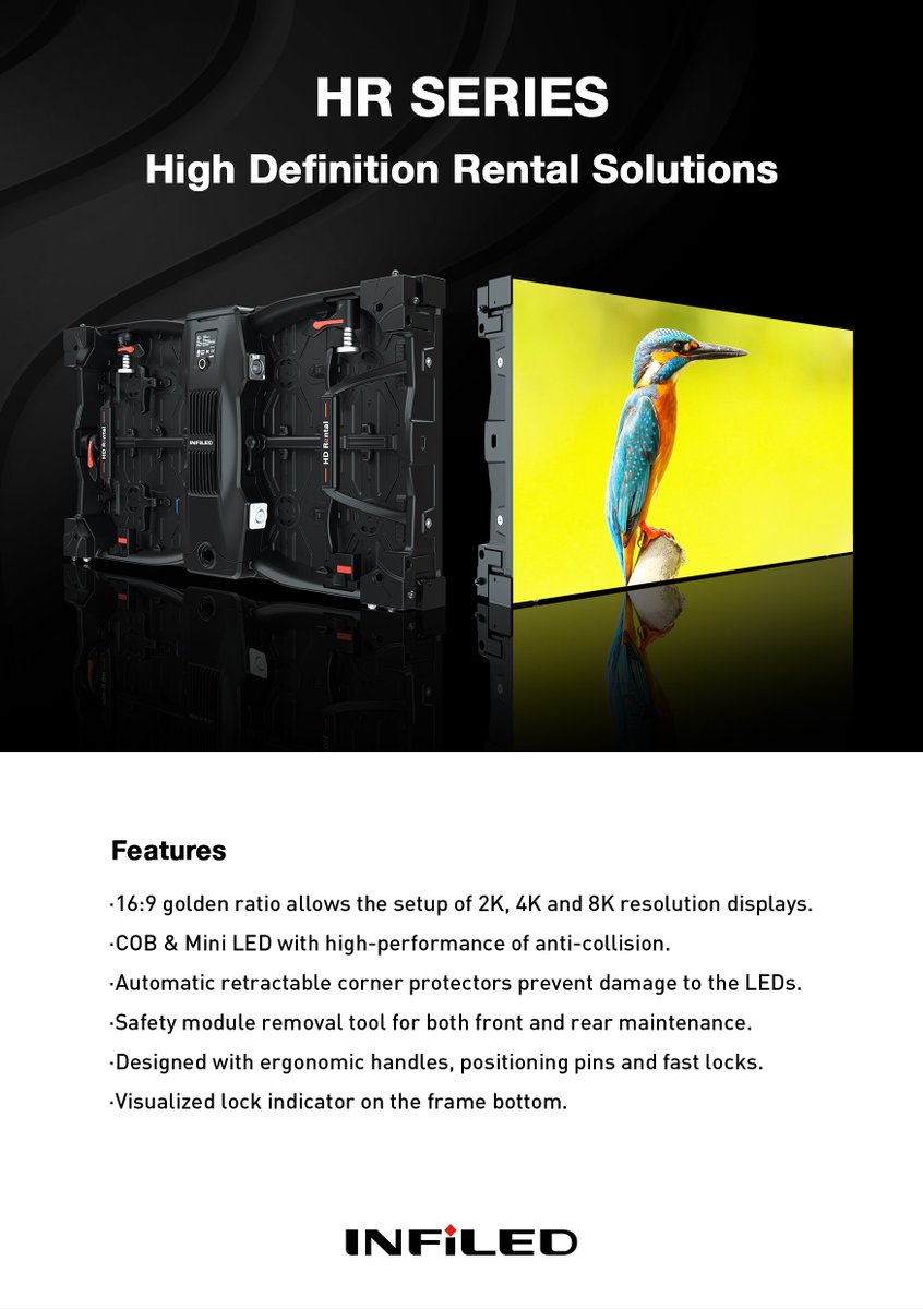 infiledcom's tweet image. The new #HighDefination HR series bring fine pitch and 16:9 golden ratio to the digital rental market!
#finepitch #goldenratio #newproduct #digitalLED #rental
know more detail, click lnkd.in/fP3Hi2X