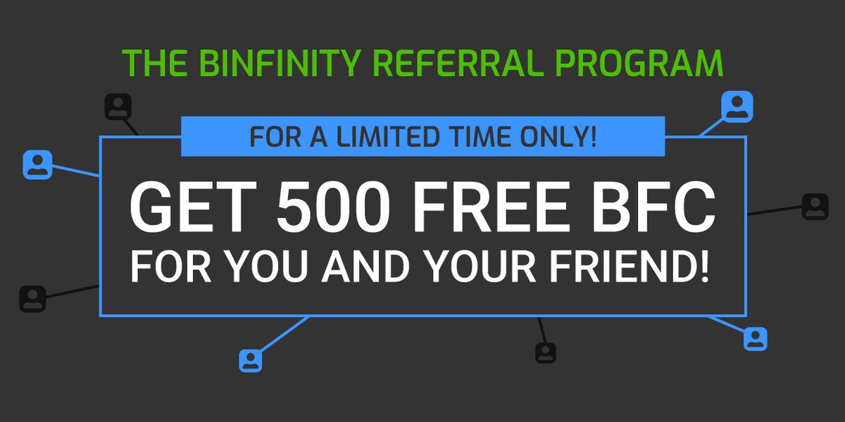 Join Binfinity and get 500 free $BFC for you and your friend! Find out more at binfinity.io/referrals

#referrals #freetokens #freecrypto
