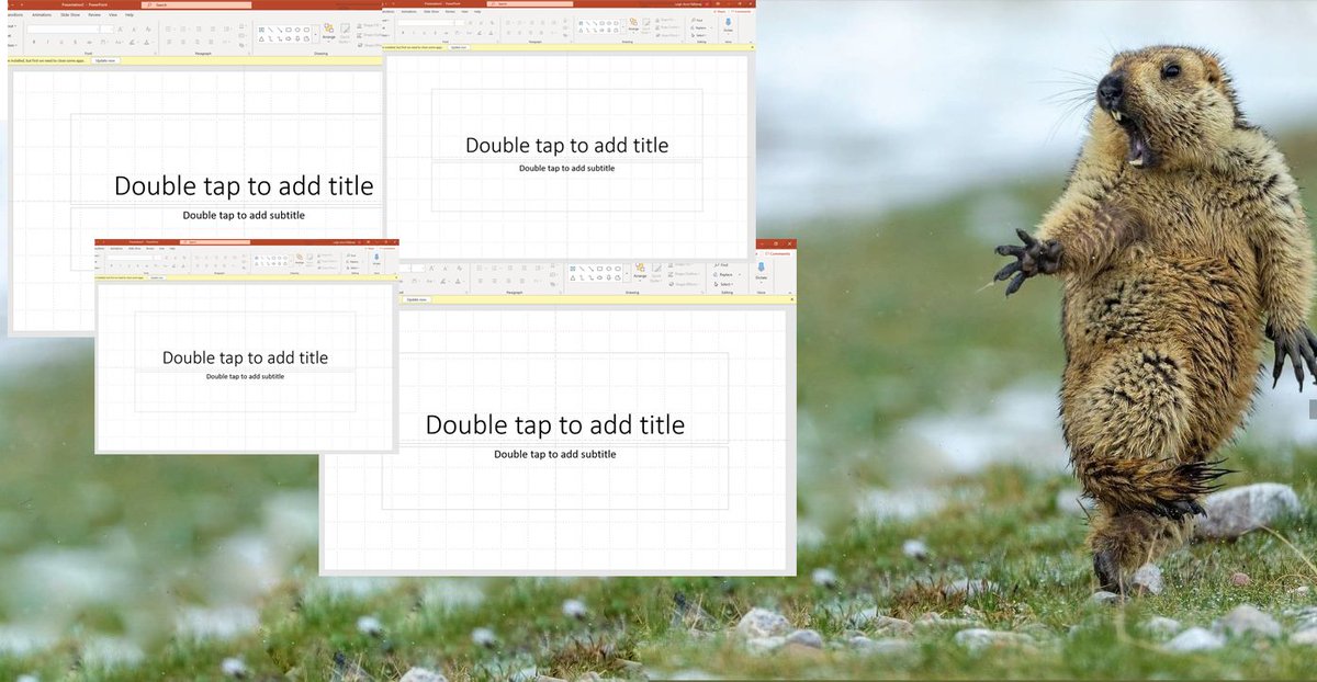 L_AGalloway's tweet photo. Working on two #PowerPoint presentations at once #RealLifeHorrorStory https://t.co/hX47SLpyFl