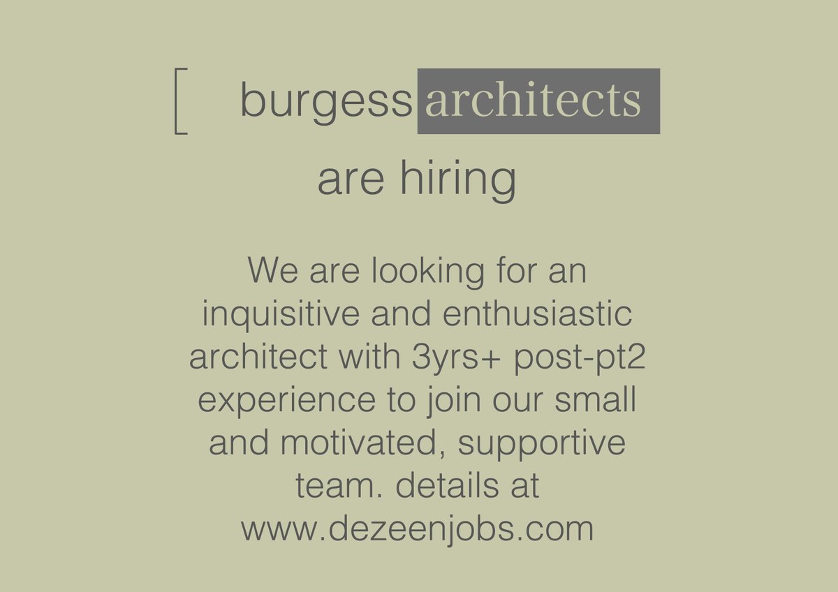 3dBurgess's tweet photo. We're hiring. Check out @dezeenjobs for more info https://t.co/n4RaOUL7u3