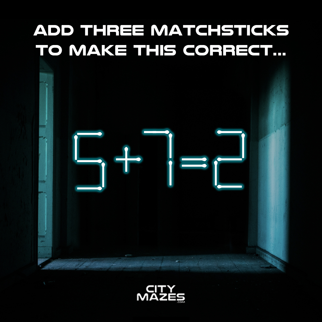 CityMazes's tweet image. A Monday morning matchstick puzzle for you… #citymazes #escaperooms #riddle #puzzle