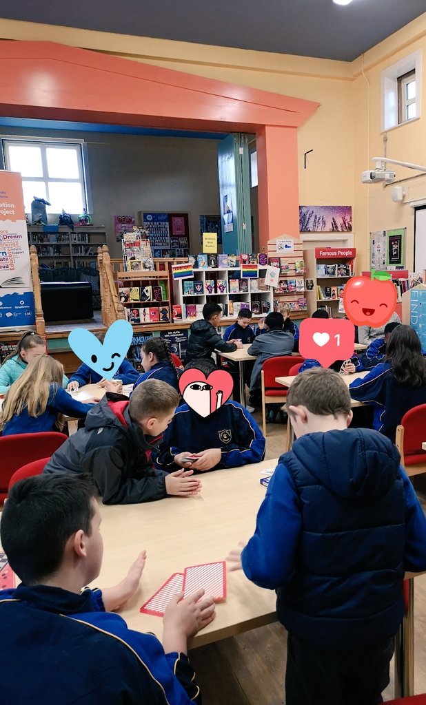 MntSeskinlib's tweet image. #TransferProgramme with 6th class from St. Thomas' primary. As usual we had loads of fun chatting about the library, books, #LunchtimeClubs, doing #LibraryBingo, winning prizes and finally playing #LiteracyAndNumeracy games! A pretty #funpacked 40 mins! ✌🏼📚🧮🥰 @jcsplibraries