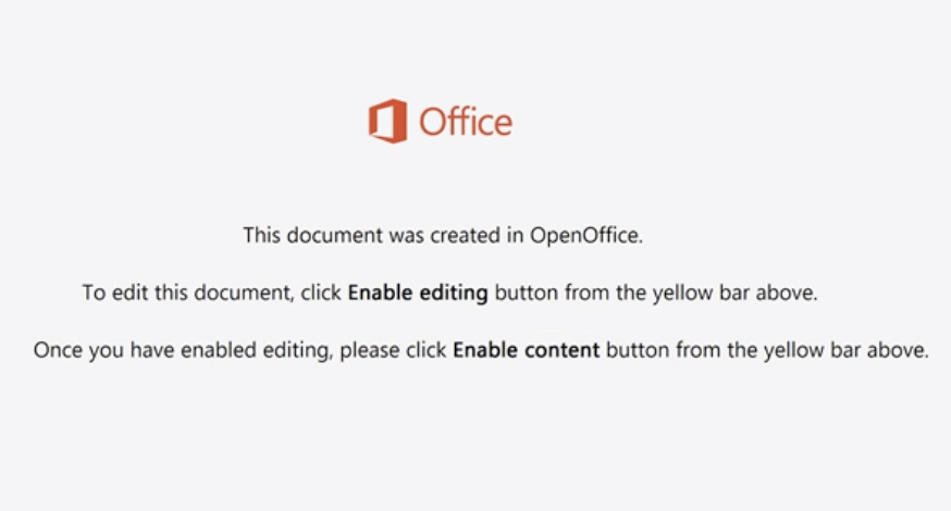 Another new  #emotet decoy! Emotet maldoc changed again so now text on it states that "This document was created in OpenOffice". Thanks for ANYRUN's "emotet-doc" cluster you won't miss changes of maldoc appearance!  https://app.any.run/tasks/5c29252b-4c76-425b-96ea-675f5cee0e01/