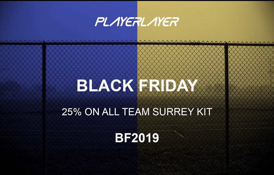 Only a week until the Black Friday 25% off discount ends! Nows the time to stock up on all the kit you’ve wanted, ready for next semester! Use code BF2019 for 25% off all Team Surrey Player Layer Kit🖤