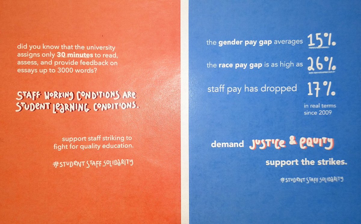 It was nice to see two undergrad students in the library cafe, handing out leaflets about this too.  #StudentStaffSolidarity  #UCUstrike