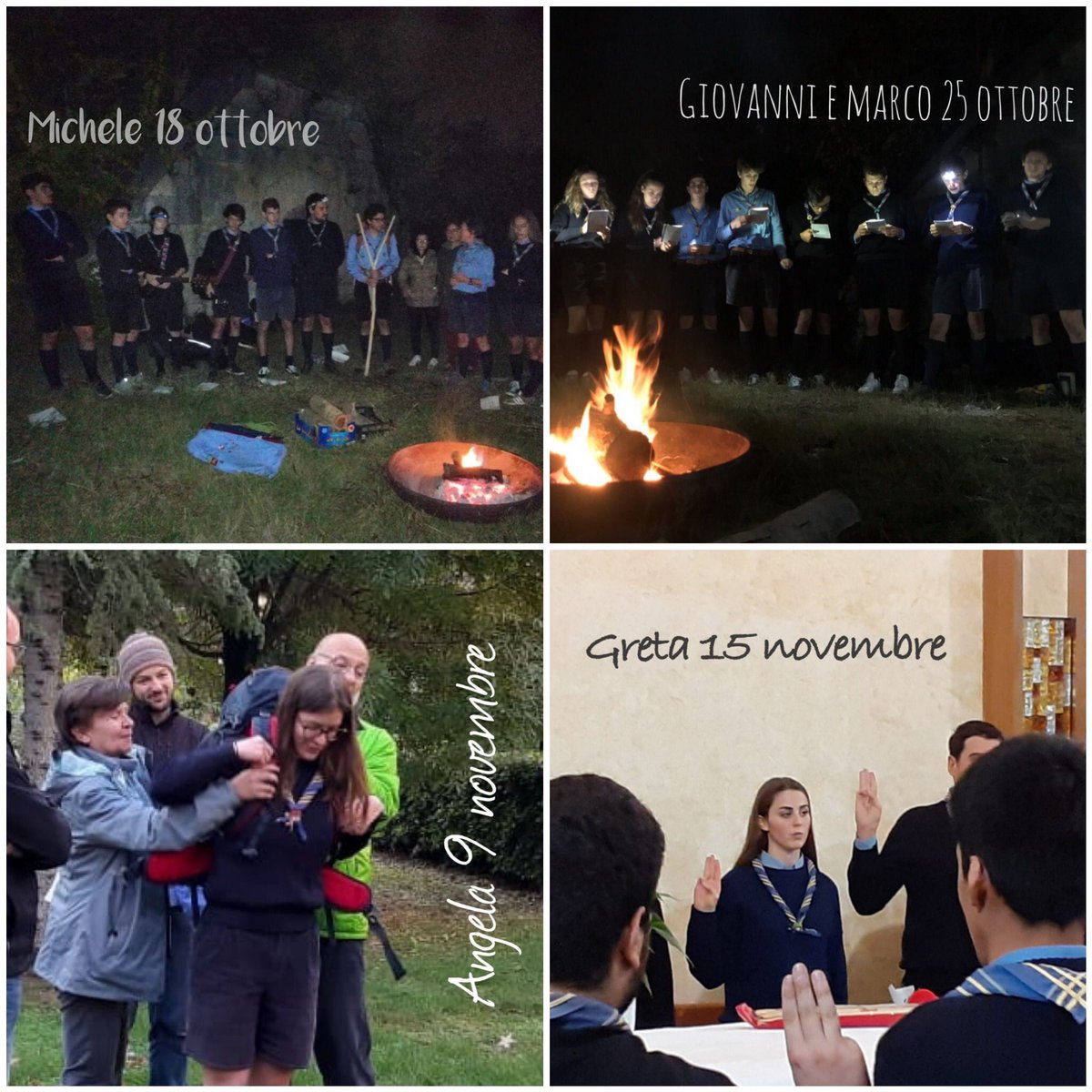 Cinque #Partenze nell’arco di un mese, evviva! 
Quanta ricchezza di idee, esperienze, voglia di fare e futuro! 
Grazie Michele Giovanni Marco Angela Greta, buona strada! 

«Mantenete la vostra #Promessa anche quando non sarete più ragazzi, e Dio vi aiuti in questo» 
B.-P.