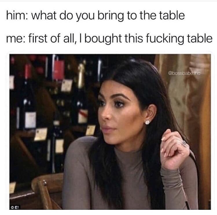 cherrys2sense's tweet photo. Sir please sit down! I built this table 💁🏽‍♀️
•
#whatdoyoumean #whatdoyoubring #thatsthequestion #iamthetable #ibuiltthis #haveseveralseats #fuckyoumean #whatcanyouaddtoit #winetyme #dontquestionme https://t.co/4UWB1myHHP