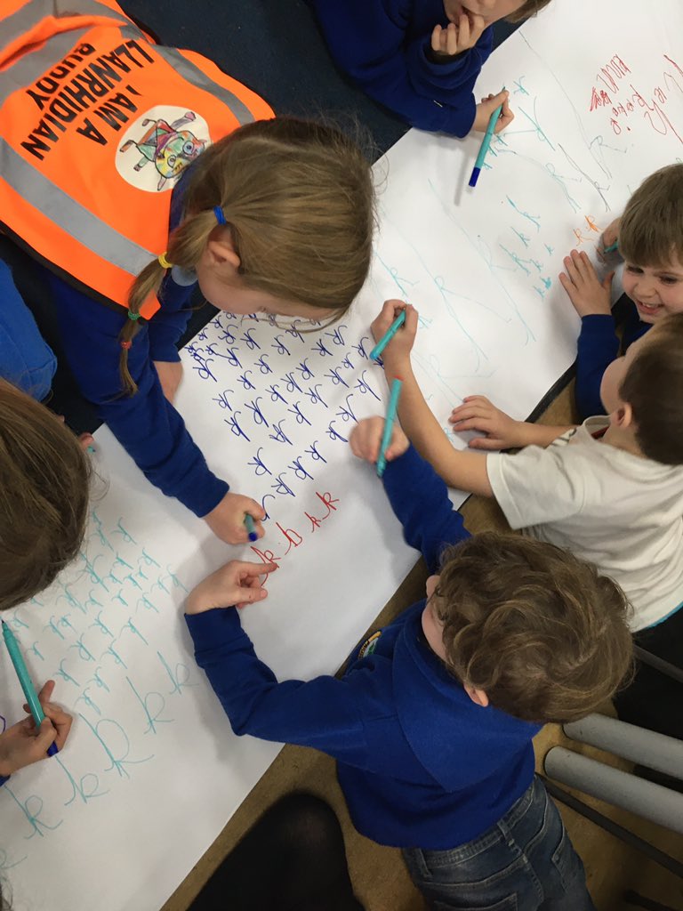 llanrhidianp's tweet photo. #LlanPengwin are practising handwriting skills after a squiggle while you wiggle session #LlanLLC #LlanFun https://t.co/cEm1nxIoHS