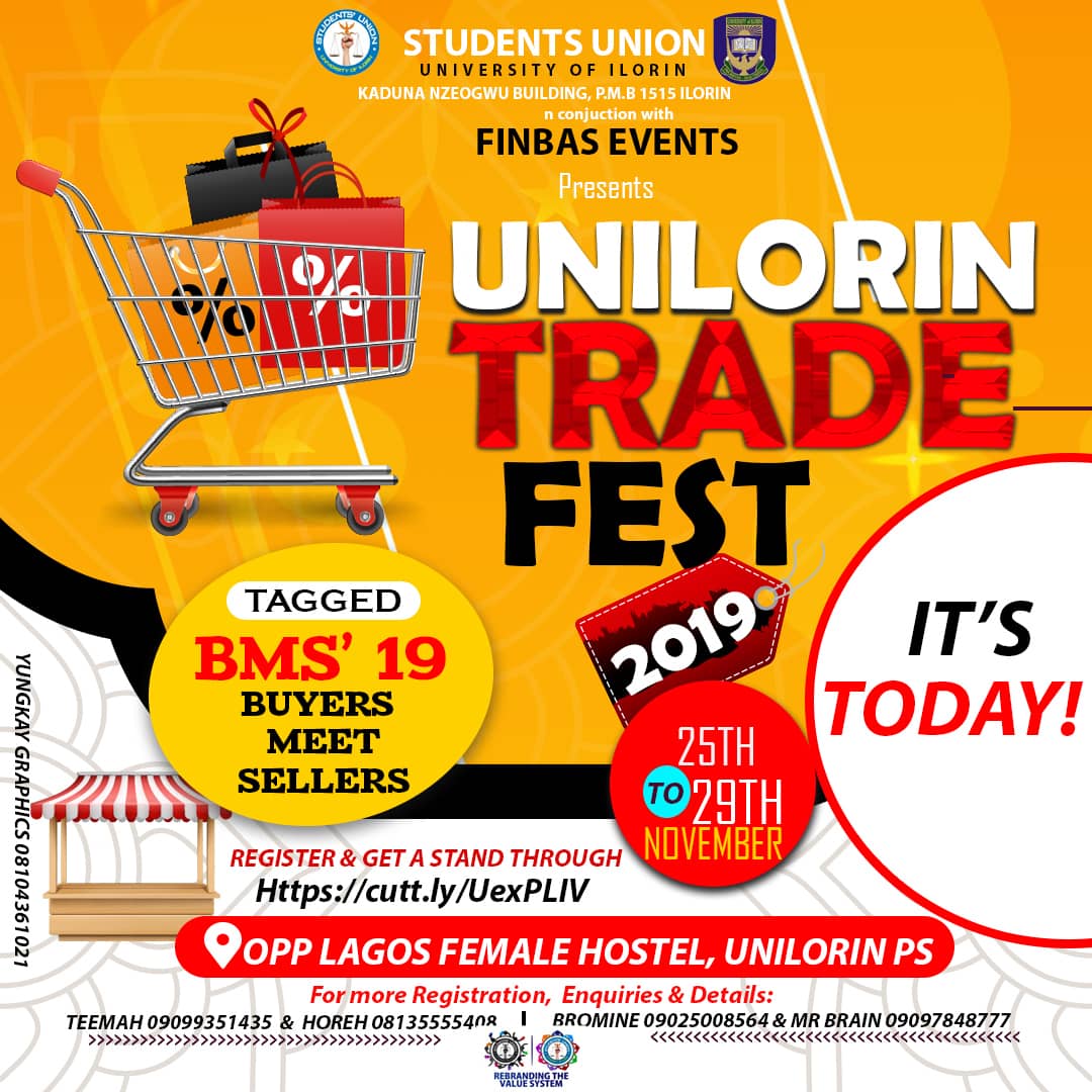 MFTeemah's tweet photo. Buyers meet sellers inside #Unilorin
#BMS19
#UnilorinTradefest https://t.co/8vJ86JDLa3