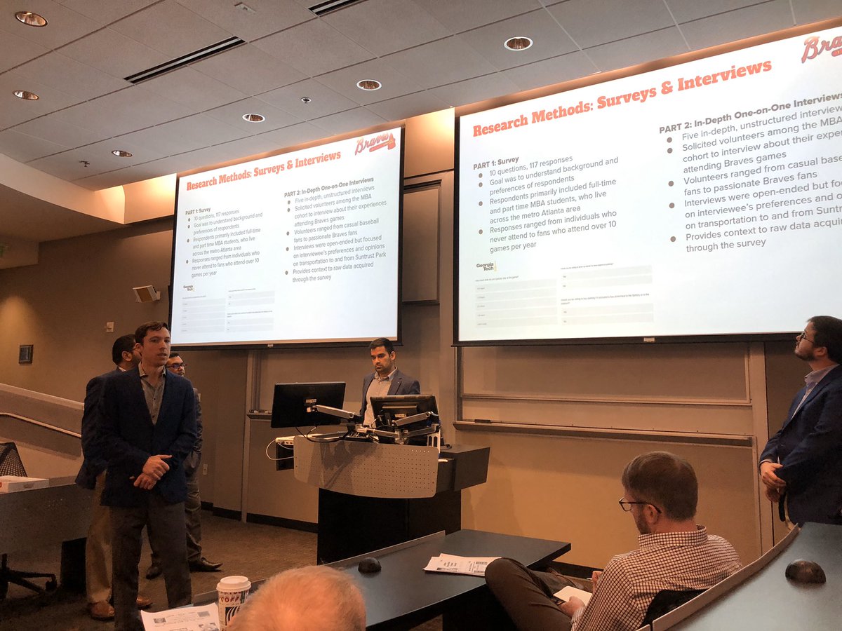TheBrandGuyTim's tweet photo. When you’re at @georgiatechbsch, you work on real world problems. Some of our Product Planning students presenting new product ideas to the @Braves marketing team. #schellerlife #georgiatechmba https://t.co/wgE57bWf9f