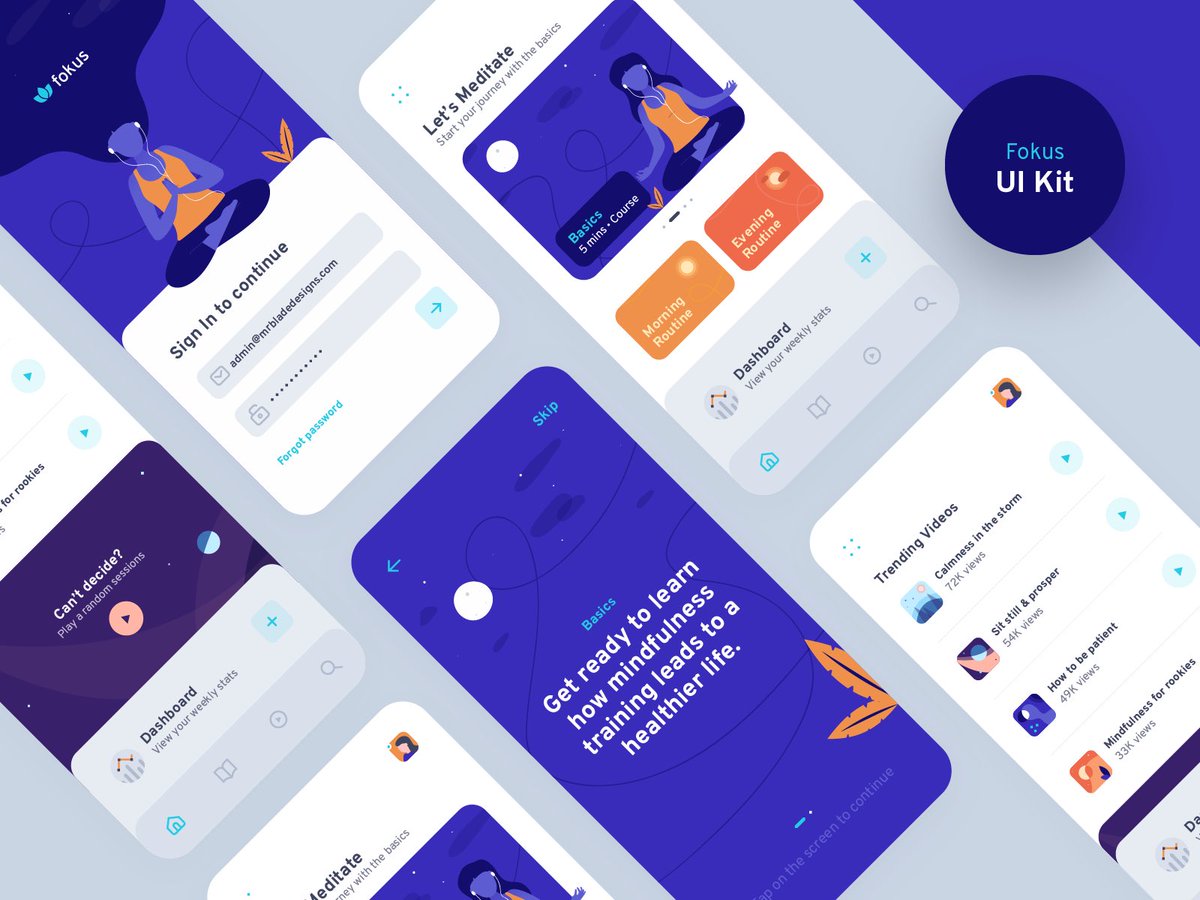 iammrblade's tweet photo. @UpLabs checkout UI Kit for Meditation App | Fokus. Works with @AdobeXD and @Illustrator Download here- https://t.co/l5DtPVjZZt https://t.co/YMGPwFHaUh