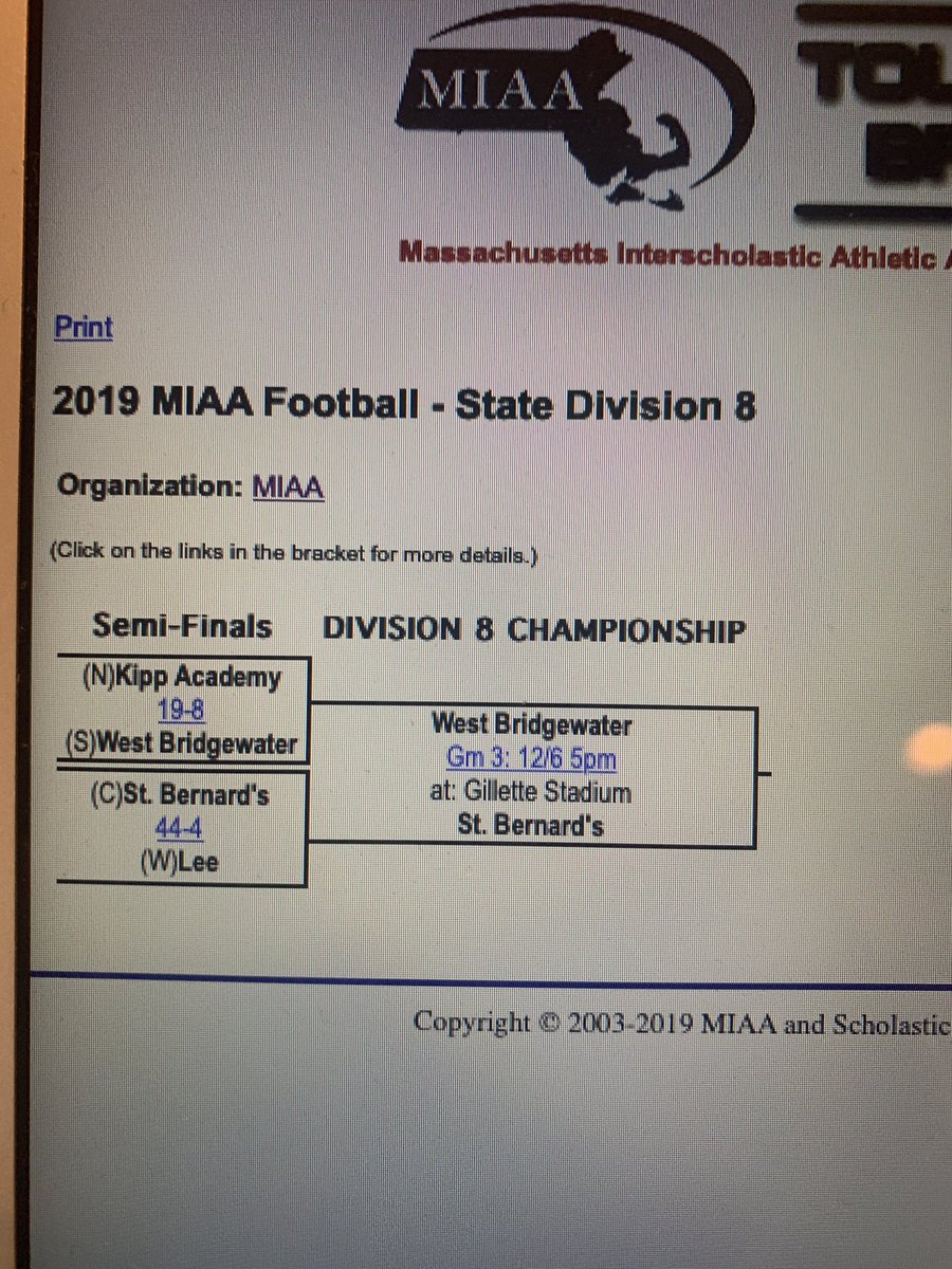 State Championship game announced! STB will be playing West Bridgewater 12/6 @ 5:00pm ! Night game at Gillette, pretty cool!  More details to follow! Let’s go STB #repeat 🔷🔶 <a href="/stbfootball/">St. Bernard’s Football</a> <a href="/StBernardsCCHS/">St. Bernard's CCHS</a> <a href="/_DawgPound_/">DAWG POUND</a> <a href="/tgsports/">Worcester T&G Sports</a> @MrSeanMSweeney