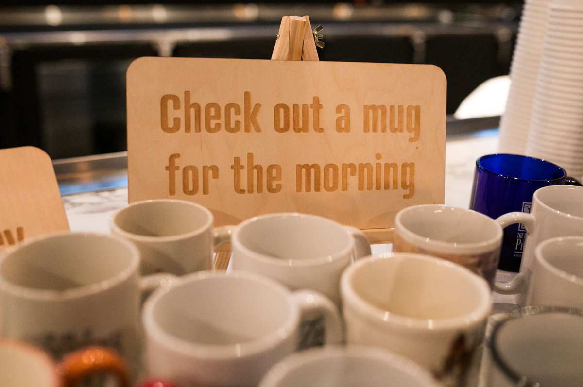 CM_Austin's tweet image. Our mug library continues to grow. You can bring a coffee mug to any #CMATX talk and donate it to our #CMmuglibrary to help reduce our environmental footprint. #CreativeMornings