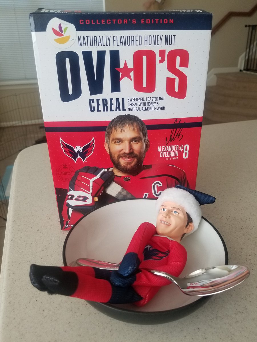 JustCapsTweets's tweet photo. Ovi started his day with a big bowl of #OviOs! Breakfast of Champions! π #ALLCAPS #Ovi #Gr8 #OviTheElf #MerryCapsmas #CappyHolidays https://t.co/1vr9s2AFK8