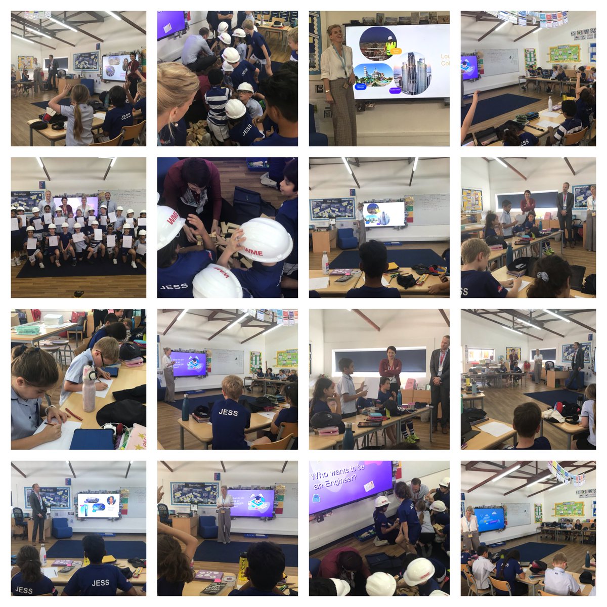 JESSJumeirahYR4's tweet photo. Year 4 had the pleasure of welcoming Louise Collins and her engineering team today. The children were fascinated by the variety and importance of this area of work. Louise also discussed the importance of striving for your dreams regardless of gender stereotypes. #JESSJumSTEM https://t.co/pu1uXw6iIm