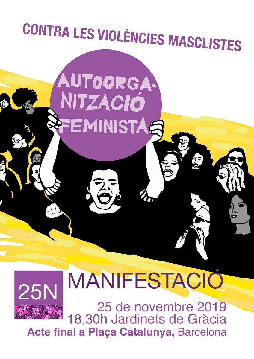 stopmaremortum's tweet photo. El #25N omplim els carrers!
👉🏾Manifestació #Barcelona 18.30 h Jardinets de Gràcia.
👉🏾Acte final 20 h Pl. Catalunya.
#25N #DescolonizarElSer #DescolonizarElSaber
#DescolonizarElPoder #DescolonizarLaMente #EnsVolemVives #ViesLegalsISegures #VLIS https://t.co/F99Awfkqz5