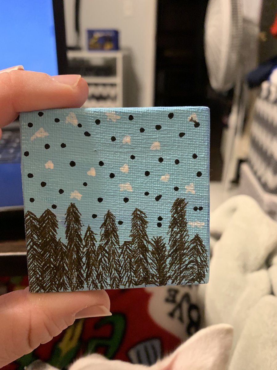 jlong81's tweet photo. My daughter painted me these cause she knows I love that song! #twentyonepilots #TylerJoseph #joshdun #trees #silentinthetrees @twentyonepilots @tylerrjoseph @joshuadun @jennaajoseph @ReelBearMedia #artist #painting https://t.co/4LjeS8tqWX