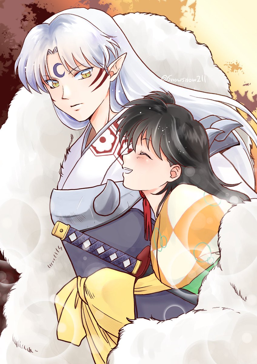 殺生丸様のもふもふがあったかいねー💖」 殺生丸様の殺生丸が暖かい