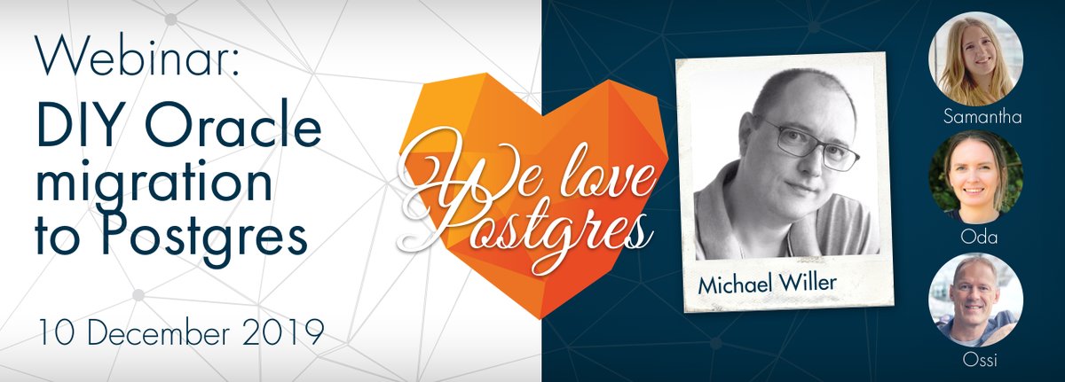 EDBPostgres's tweet image. Join our Nordics team on 10 December at 10.00 for their &apos;DIY Oracle migration to Postgres&apos; webinar! Register here: ow.ly/7eEJ50xjIH9 #enterprisepostgres #opensource #database #welovepostgres
