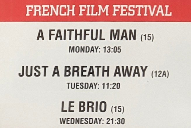 afglasgow's tweet photo. French Film Festival UK 2019 - Glasgow Grosvenor Cinema time changes!
- 'A Faithfull Man' will be screened today at 1.05pm
- 'Just a breath away' tomorrow at 11.20am
- 'Le Brio' on Wednesday at 9.30pm
Don't miss out! #FFF19 @FrFilmFestUK https://t.co/9dsidD4NPh