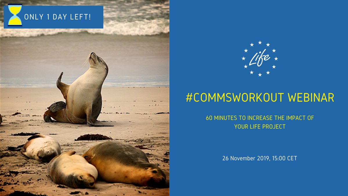 LIFEprogramme's tweet image. Not sure how to run a successful awareness raising campaign? Need some tips &amp;amp; tricks? 💡
Don’t miss our 💻 #CommsWorkout webinar tomorrow!
🗓️ 26 Nov 2019
🕒 15:00 - 16:00 CET
You still have time to register! ➡️ europa.eu/!cr97DN