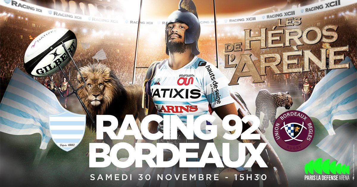 RT+Follow @CanalRugbyClub pour tenter de gagner des places "FAN Experience" pour #R92UBB du samedi 30 novembre à 15H30 sur <a href="/canalplus/">CANAL+</a> ⚔️

Pour ce combat sur le thème « Les Héros de l’Arène », la <a href="/ParisLaDefArena/">Paris La Défense Arena</a> sera transformée en authentique Colisée 🏟️👍