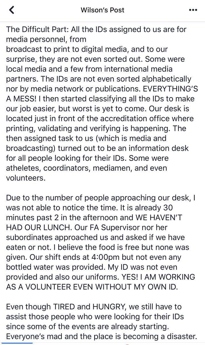 1moreangie's tweet photo. Personal experience of a volunteer.
#SEAGames2019 https://t.co/OTxwv9iHSR