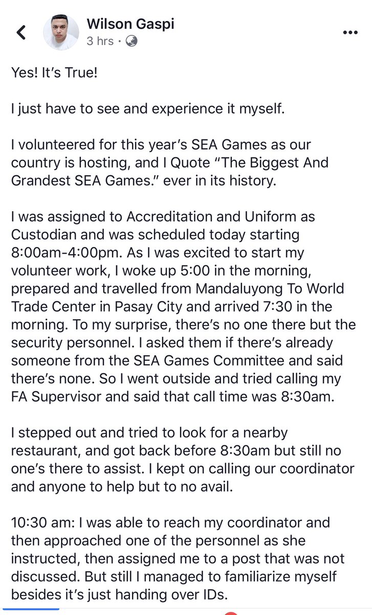 1moreangie's tweet photo. Personal experience of a volunteer.
#SEAGames2019 https://t.co/OTxwv9iHSR