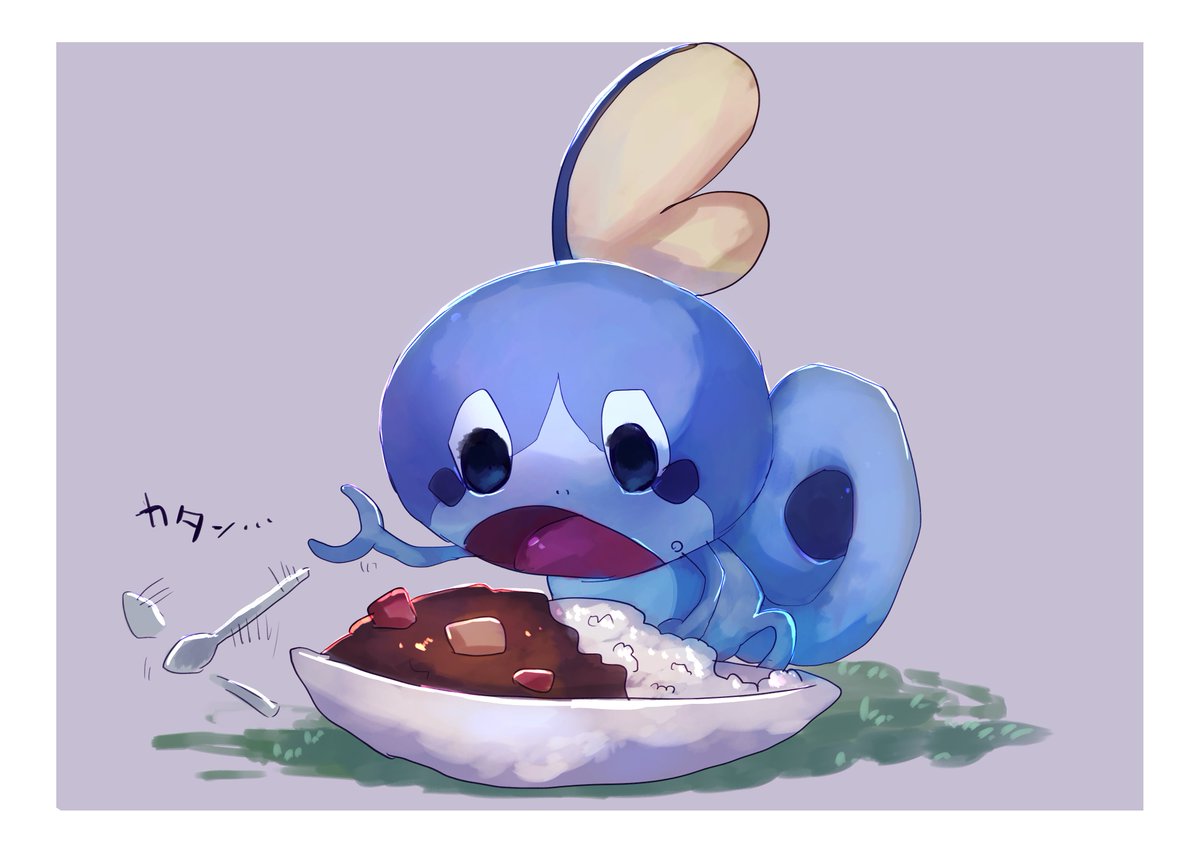 sobble curry no humans pokemon (creature) solo open mouth food spoon  illustration images