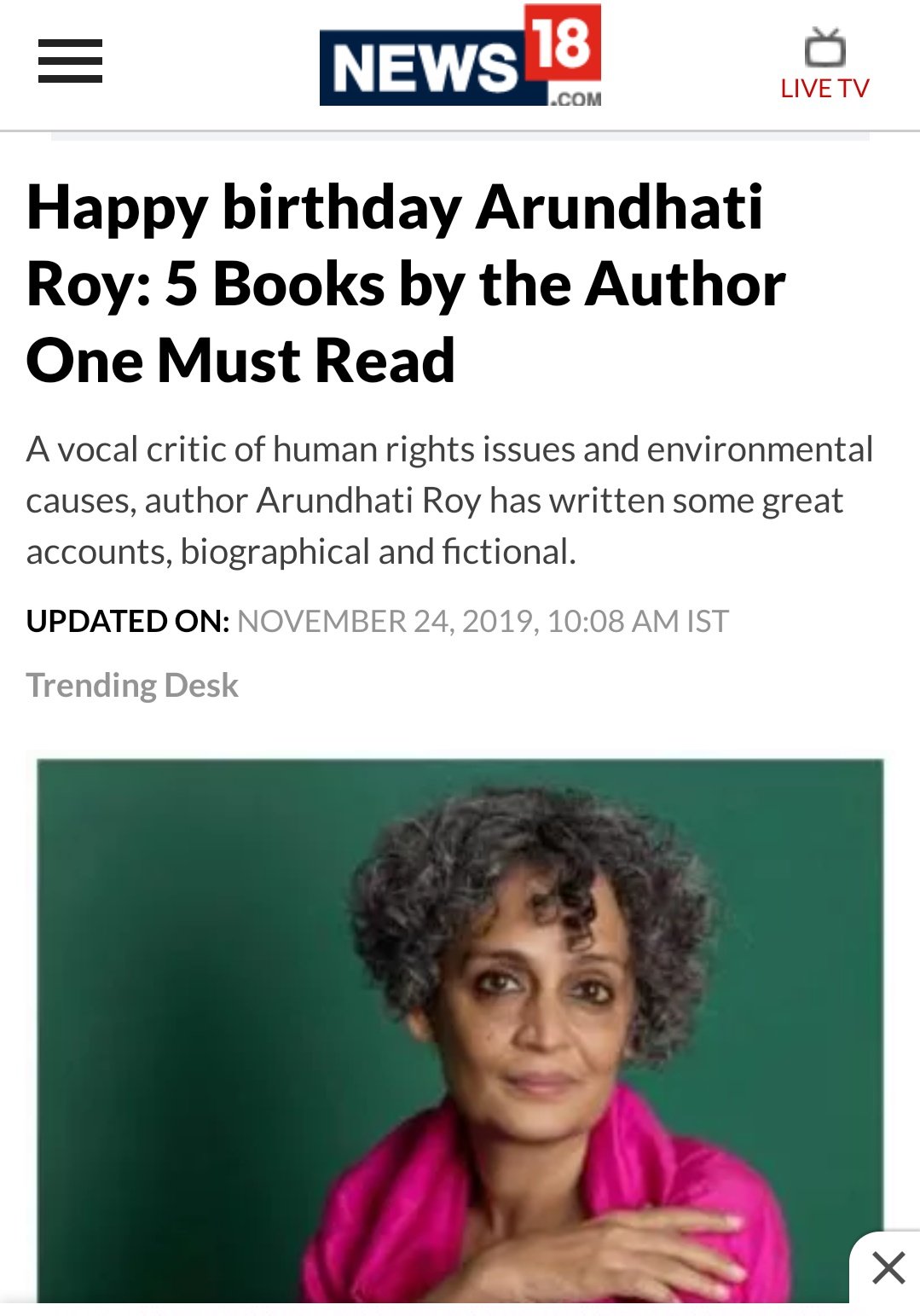 Happy birthday   Arundhati Roy 