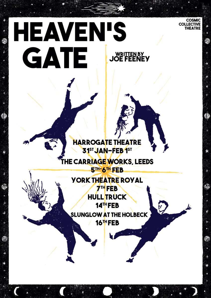 coscoltheatre's tweet photo. 🚨 BIG HUGE GIANT NEWS🚨

HEAVEN’S GATE  is going ON TOUR early 2020! Check out our sparkling new artwork and tour dates- and see you soon! 🚀 https://t.co/fC12ycKRTc