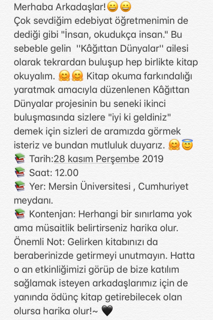 Mersin TOG (@togm1) on Twitter photo Hep birlikte kitap okuyalım 😍 28 Kasım Perşembe seni de bekliyoruz 💞 Unutma sen yoksan bir kişi eksiğiz 💞
<a href="/TOGVakfi/">Toplum Gönüllüleri Vakfı</a> Hep birlikte kitap okuyalım 😍 28 Kasım Perşembe seni de bekliyoruz 💞 Unutma sen yoksan bir kişi eksiğiz 💞
<a href="/TOGVakfi/">Toplum Gönüllüleri Vakfı</a>