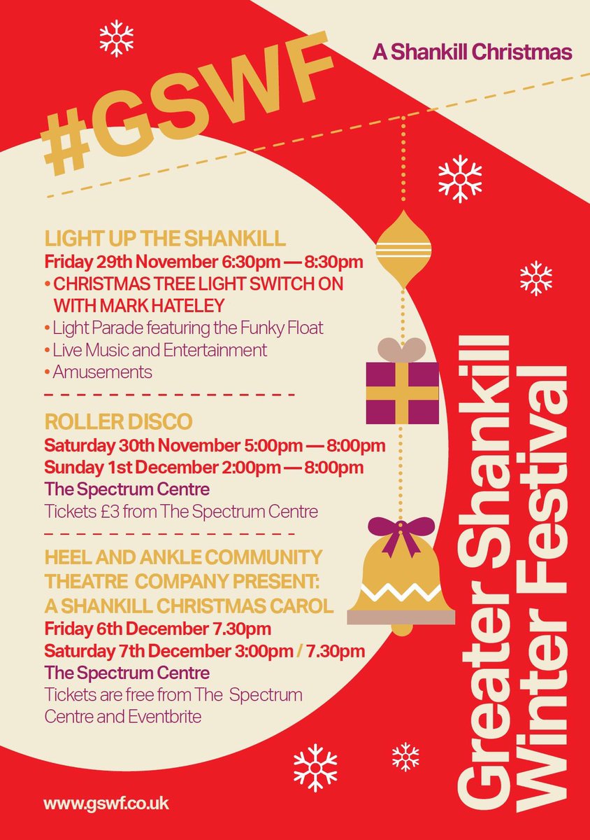 ACTinitiativeNI's tweet photo. GREATER SHANKILL ACT 

GSWF programme until the end of December. Highlights include Light up the Shankill, Roller Disco, the Heel &amp; Ankle Community Theatre Company's 'A Shankill Christmas Carol' pantomime as well as lots of fun activities and events in the lead up to Christmas! https://t.co/tcq3eTDpgq