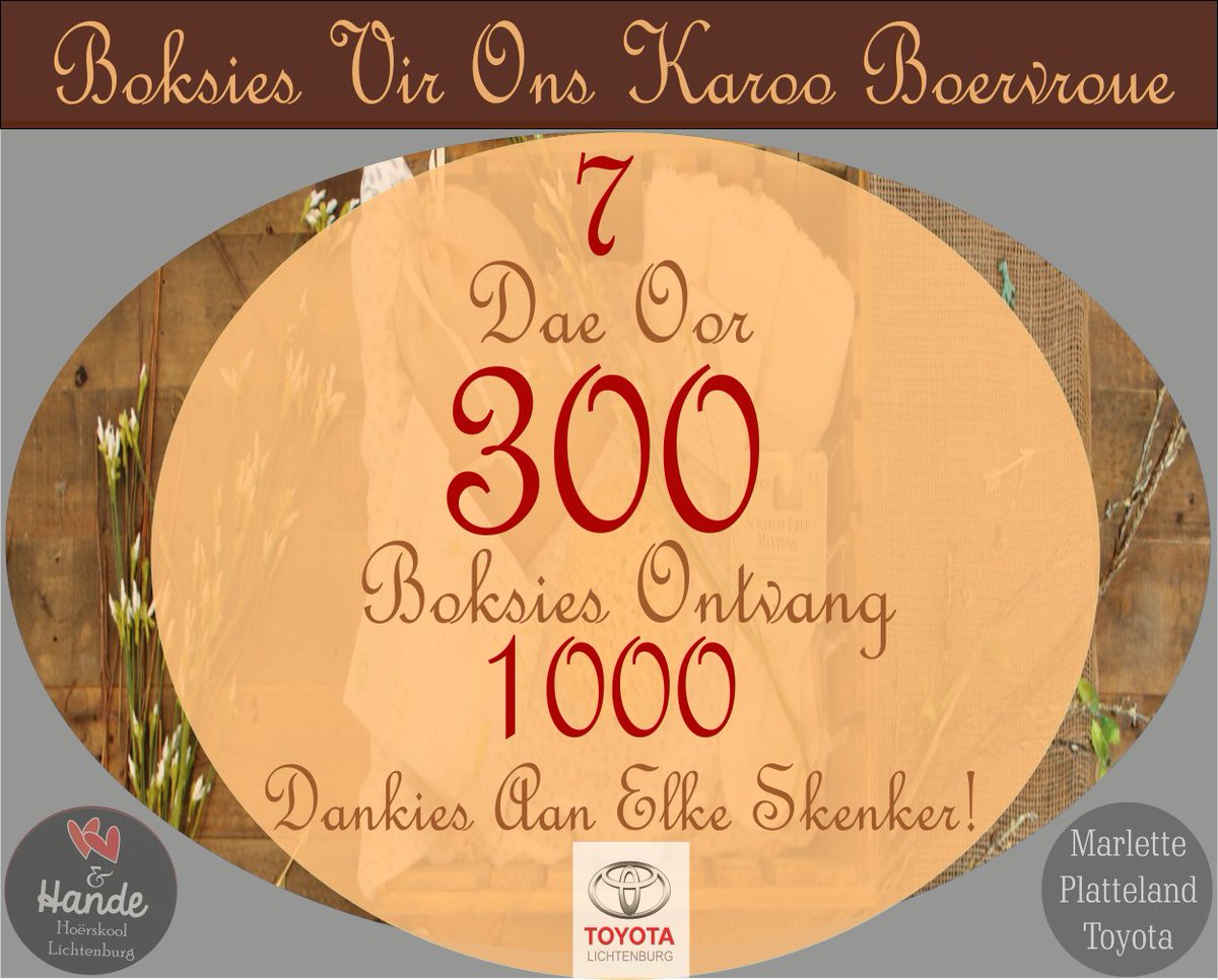 Baie bietjies saam maak BAIE...

Dankie, dankie, dankie aan ieder en elk wat bygedra het tot hierdie fenominale nommer! 

Ons het nog 7 dae oor voor ons gaan aflewer.

#community #sharingiscaring #Sharing  #BetterTogether #farmers #makeadifference #TOYOTA #lovemyjob #SouthAfrica