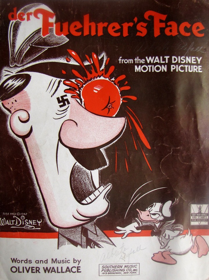 #Vintage #SheetMusic - Der Fuehrer’s Face (1942)

#Art #Comics #Animation #Cartoons #Film #Disney #WaltDisney #DonaldDuck #DerFuehrersFace #OliverWallace #Music #40s
