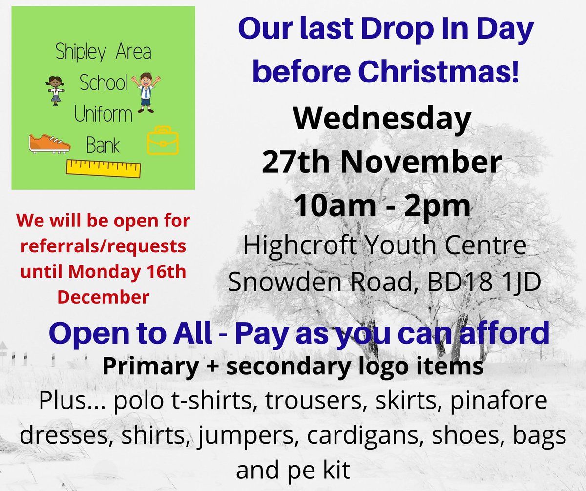 Our last Drop In Day before Christmas is This Wednesday!!
Come and pick up anything you need to get through the last month of school, or in preparation for the January term start.
We close to ALL referrals/requests at 3pm Monday 16th December until 9.30am Monday 6th January.