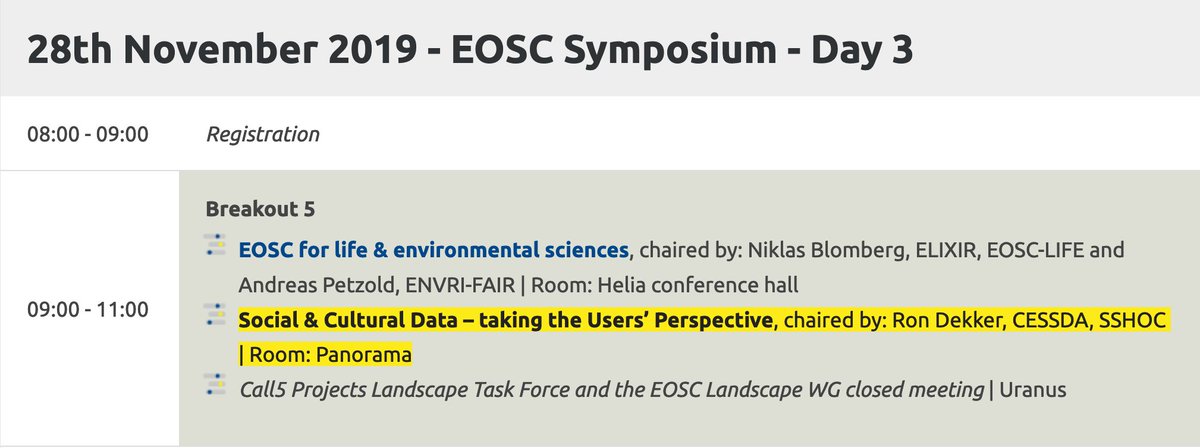 CESSDA_Data's tweet photo. #CESSDA is at #EOSCSymposium this week. Why not join our breakout session on Thursday 28.11 at 09.00 on “Social &amp; Cultural #Data – taking the Users’ Perspective chaired by our Director @dekkerbalkbrug Dekker in SSHOC Room Panorama? @SSHOpenCloud https://t.co/5Ao10yQbhS #DataUser https://t.co/oHF7oLGyei