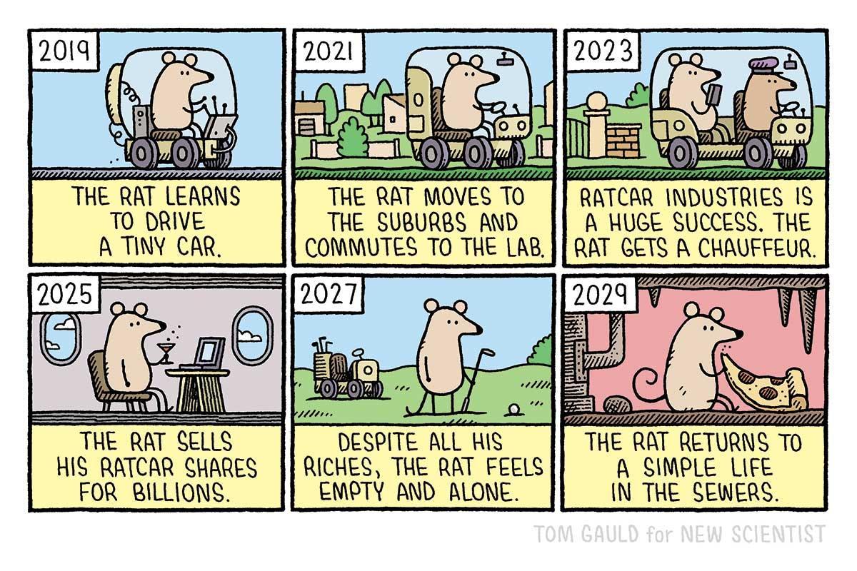 newscientist's tweet photo. .@newscientist: Scientists have trained rats to drive tiny cars to collect food. @tomgauld: Yes, but what happened next? https://t.co/6mwPqtHfvs https://t.co/RunB1k35Qs