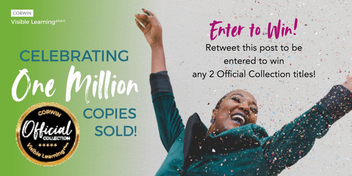 CorwinPress's tweet photo. It's our LAST giveaway! 😆🎉

Make sure you RETWEET to be entered to WIN any 2 books from our #VisibleLearning Plus Official Collection! 📚 Our final winner will be announced Friday! https://t.co/tOPoyG9Bfx