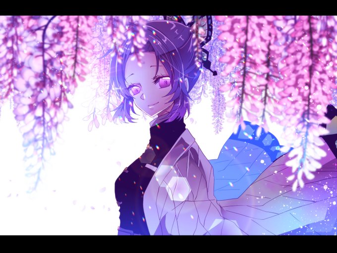沙緒さんがTwitterに投稿した胡蝶しのぶ(鬼滅の刃)のイラスト。