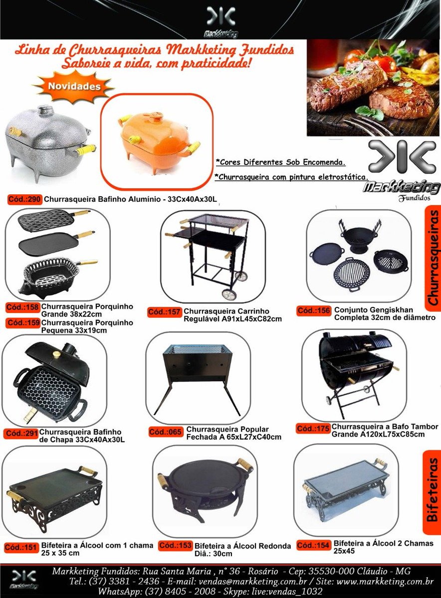 markketingltda's tweet photo. Churrasqueiras 

Compre agora na Markketing Fundidos, essas belas churrasqueiras.

Acesse nosso site: https://t.co/Otcj5mq2Vv
Telefone:(37) 3381-2436 / 99922-4875 WhatsApp

#markketingfundidos #claudiomg #churrasqueiraporquinho  #churrasqueirabafo #churrasqueirabafinho https://t.co/4fT8H9BB6H