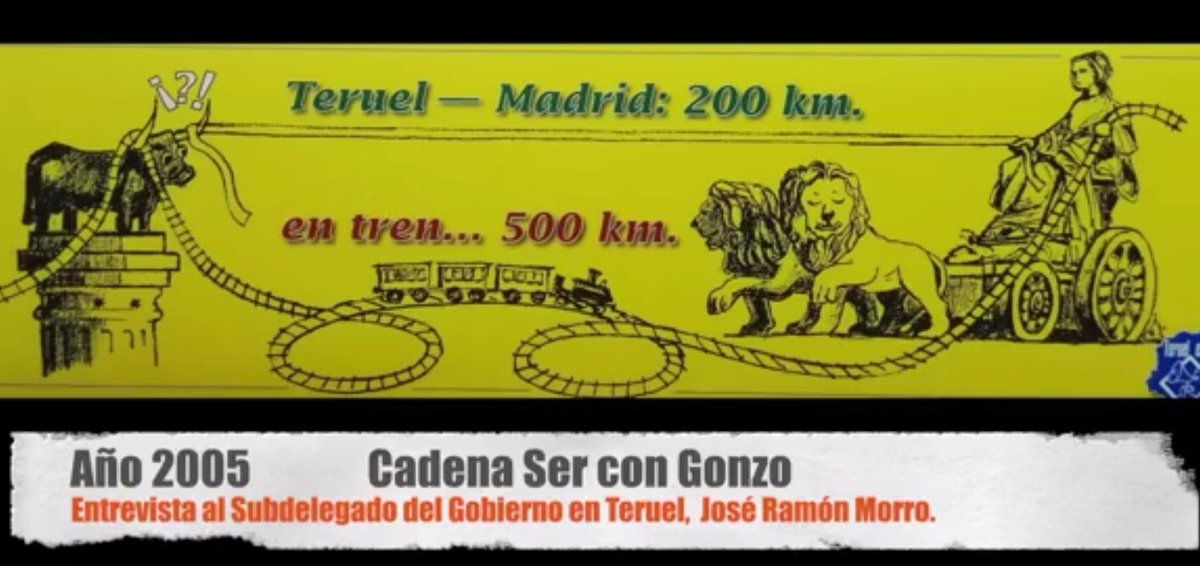TeruelExiste_'s tweet photo. .@FerGonzo aqui está la entrevista completa que hiciste en 2005 donde prometen ferrocarril de #Teruel a Madrid (desterrado y via cerrada), Corredor Cantábrico-Mediterráneo (CERO € y sin proyecto perderemos ayudas UE) y A-40 (paralizada y bloqueada) 😓 https://t.co/xtVG7YJllA https://t.co/fw766syoXh