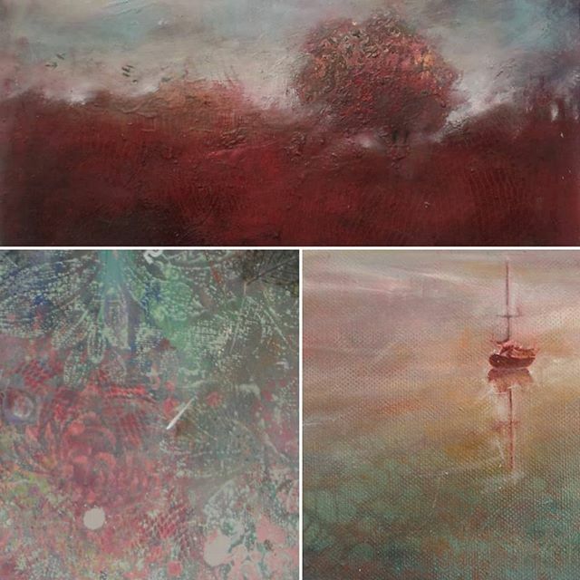 All the reds showcasing @whitehorsegallery from 30th November for a limited period.  Representing work from my memories/landscape/time &amp; tide bodies of work. Interesting for me to see them together and notice the similarities. 
#lookingback #lookingforwa… ift.tt/2pO5J2R