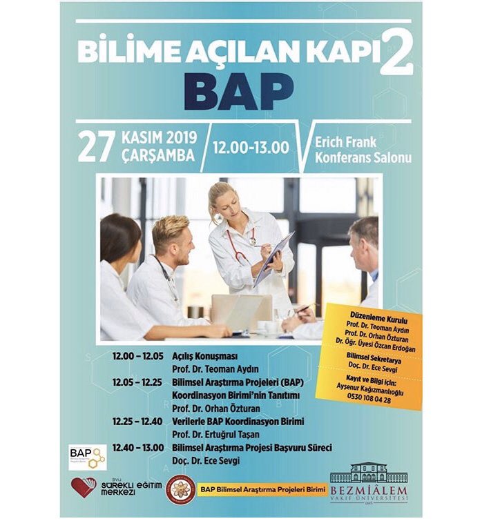 Bir bilimsel araştırma projesinin hazırlık ve BAP birimine başvuru sürecinin anlatılacağı ve BAP, BVUTAK, Sürekli Eğitim Merkezi'nin birlikte hazırlamış olduğu Bilime Açılan Kapı 2: BAP isimli konferansa davetlisiniz.
Kayıt için: docs.google.com/forms/d/e/1FAI…