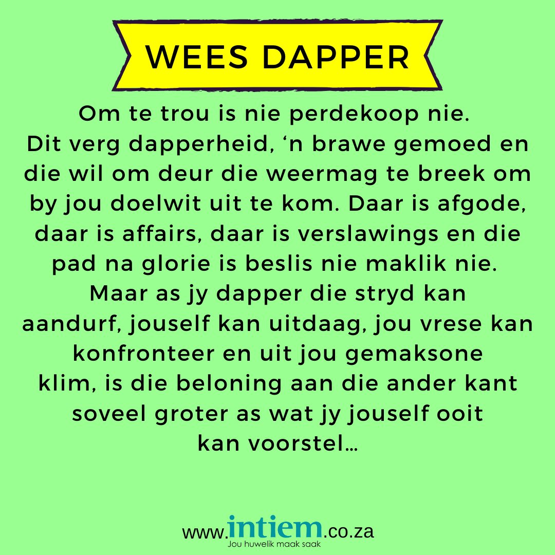 INTIEMhuwelik's tweet photo. Ware woorde!
#WeesDapper #JouHuwelikMaakSaak https://t.co/iTQf57zojm