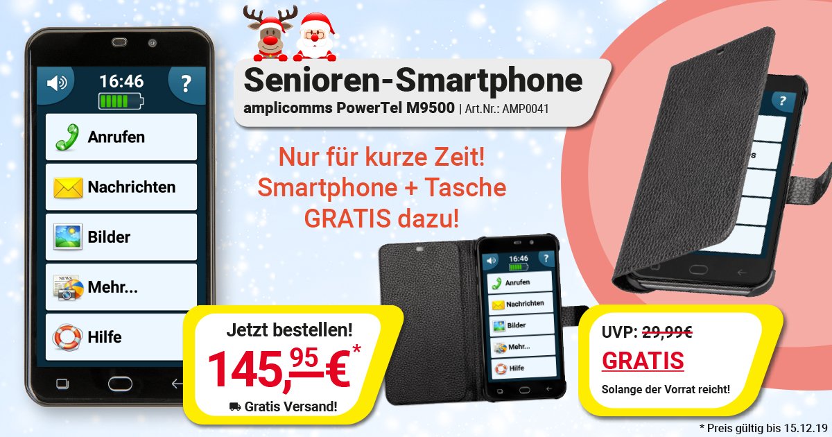 Bei uns gibt es jetzt schon Geschenke! Wir schenken dir zu jedem gekauften Senioren-Smartphone PowerTel M9500 eine Handytasche GRATIS dazu! Jetzt schnell sein und gleich bestellen, den die Aktion ist nur gültig solange der Vorrat reicht. 
h.hoerhelfer.de/powertel-m9500…