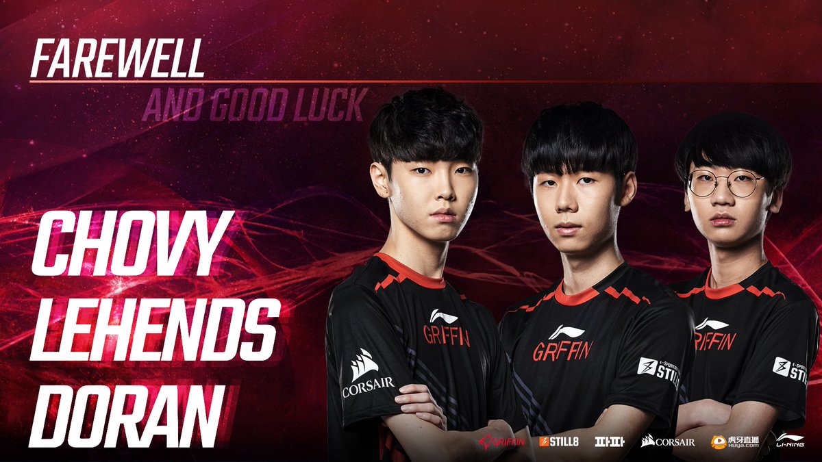 TeamGriffinLoL's tweet photo. 📍Farewell, Lehends-Chovy-Doran

팬 여러분들께 아쉬운 소식을 전해드리게 되었습니다. 리헨즈, 도란, 쵸비 선수와 그리핀이 계약을 종료하게 되었습니다. 그리핀과 그리핀 팬분들에게 소중한 추억과 멋진 경기들을 선���해준 선수들에게 감사드리며, 앞으로도 진심으로 응원하겠습니다. 감사합니다. https://t.co/1HLgkAbL8Z